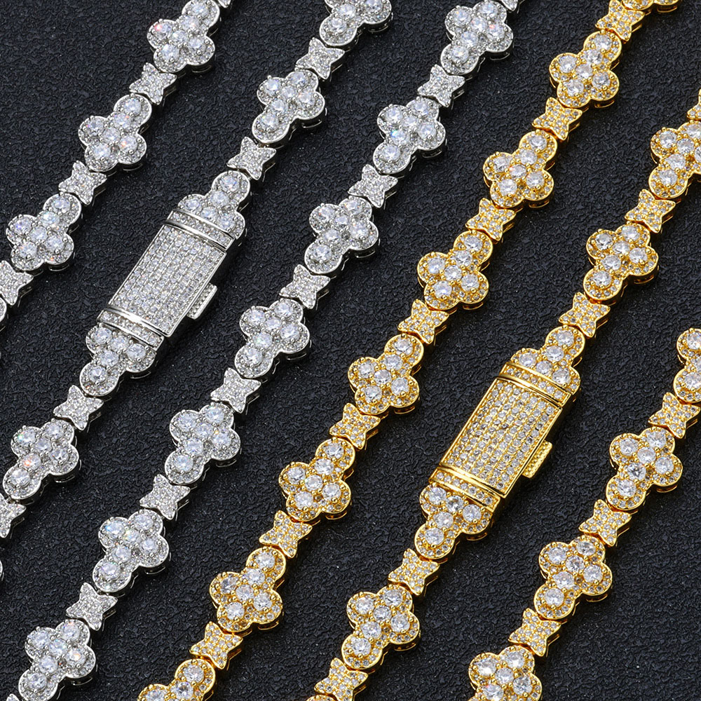 10mm Iced Out Cross and Star Tennis Chain Necklace & Bracelet Wholesale