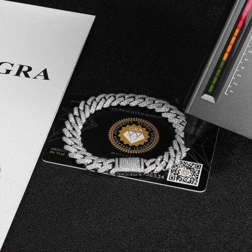 10mm Iced Out Prong Cuban Chain Bracelet Rhodium Plating