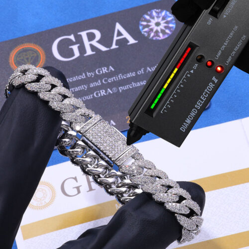 10mm Iced Out VVS Moissanite Rhodium Miami Cuban Link Bracelet