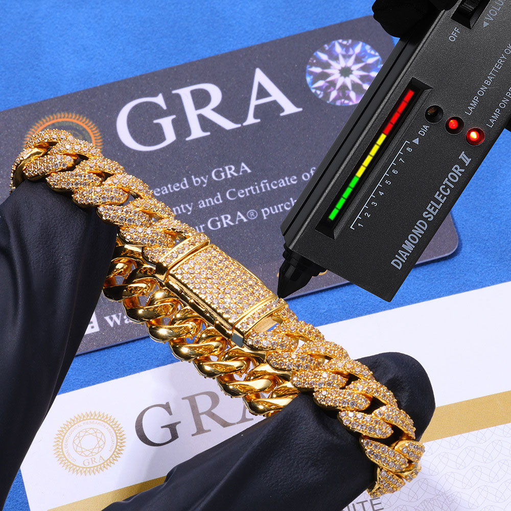 10mm Iced Out VVS Moissanite Vermeil Miami Cuban Link Bracelet