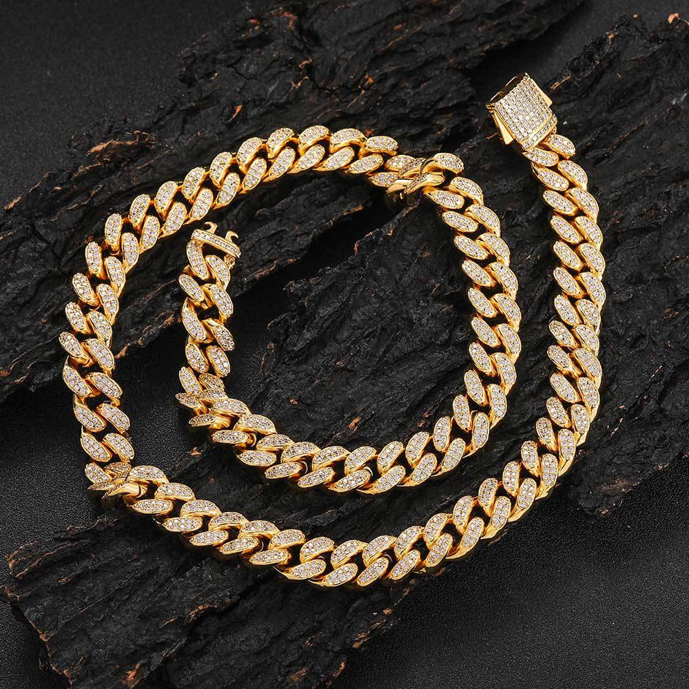 12mm 2 row iced out cz miami cuban link chain