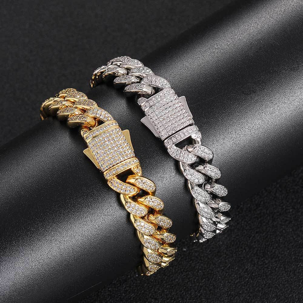 12mm 2 row iced out cz miami cuban link chain