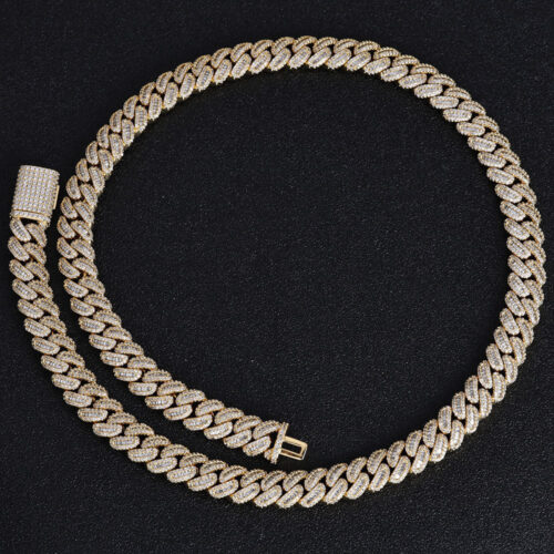 12mm baguette & round cubic zirconia cuban chain