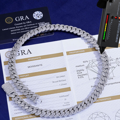 12mm baguette & round cut moissanite cuban chain