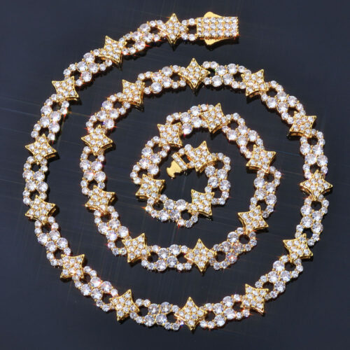 12mm iced out cubic zirconia infinity & star chain