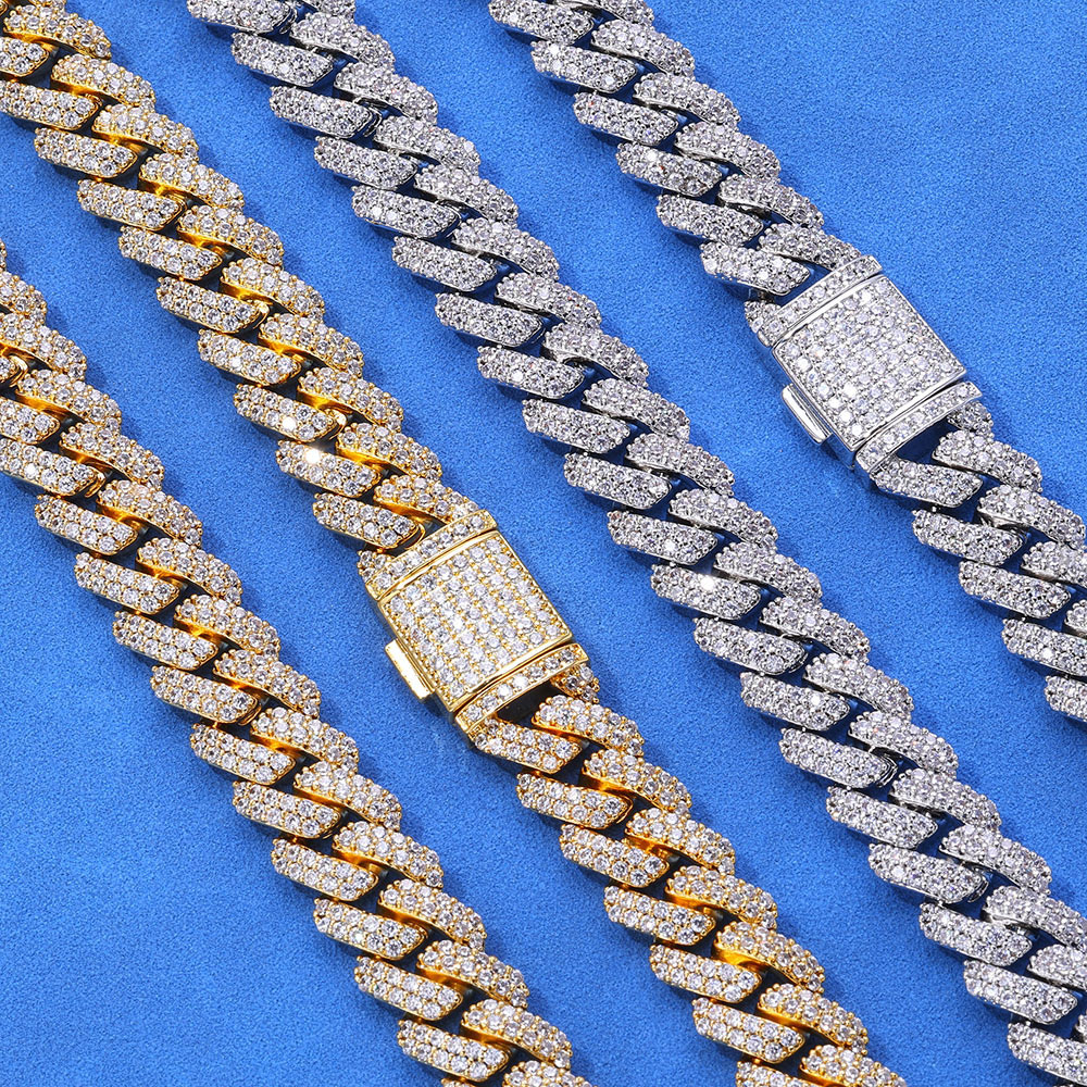 15mm micro pave moissanite prong cuban link chain (copy)