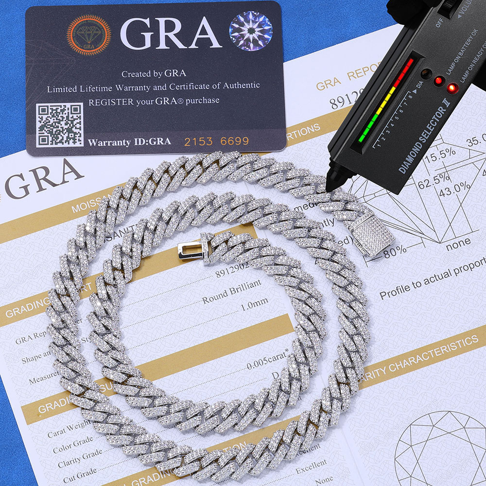 15mm micro pave moissanite prong cuban link chain (copy)