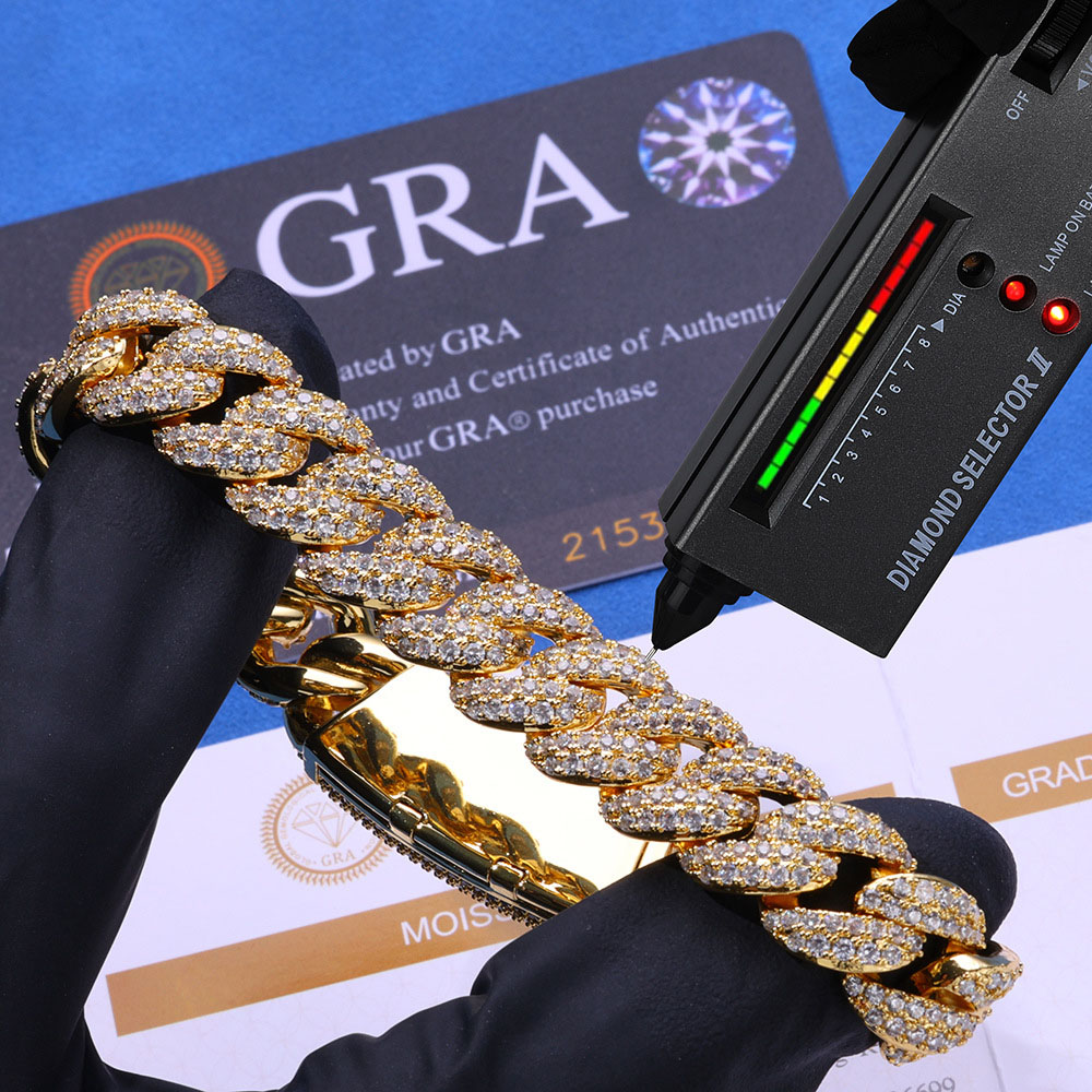 13mm moissanite 925 silver cuban link chain