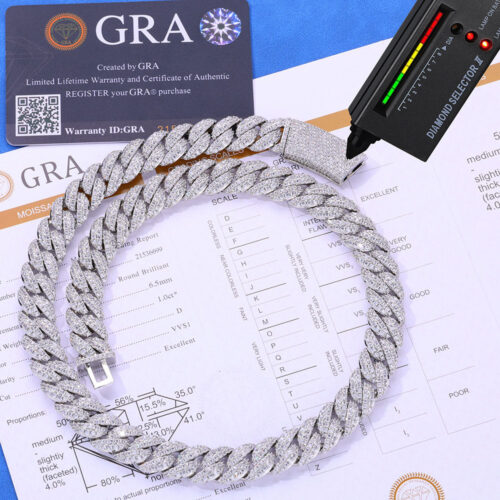 13mm moissanite 925 silver cuban link chain