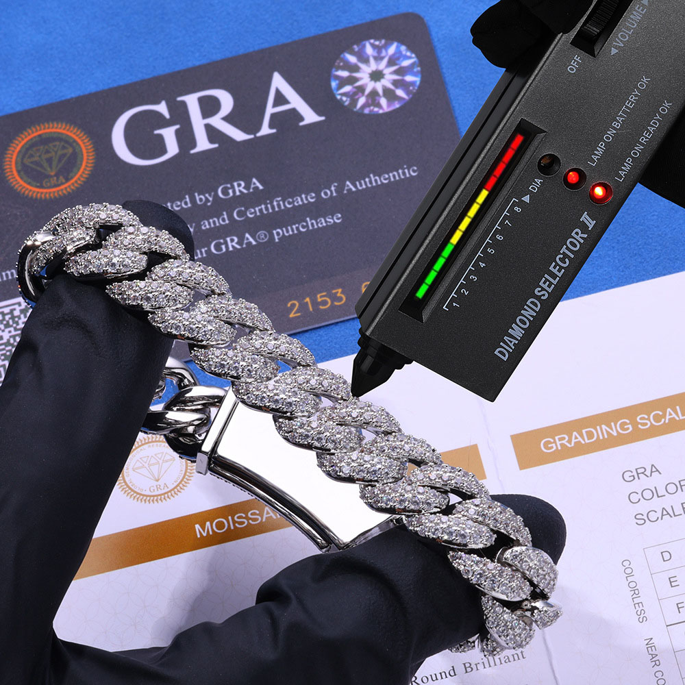 18mm baguette moissanite sterling silver cuban link (copy)