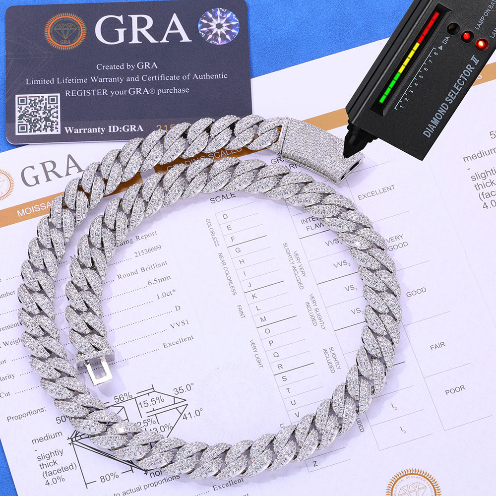 18mm baguette moissanite sterling silver cuban link (copy)