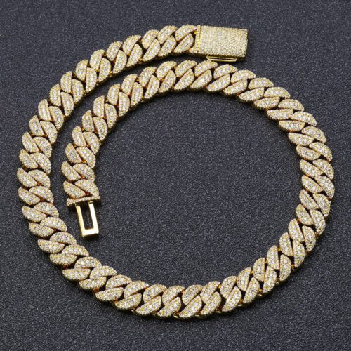 14mm 3 row iced out cuban link necklace & bracelet