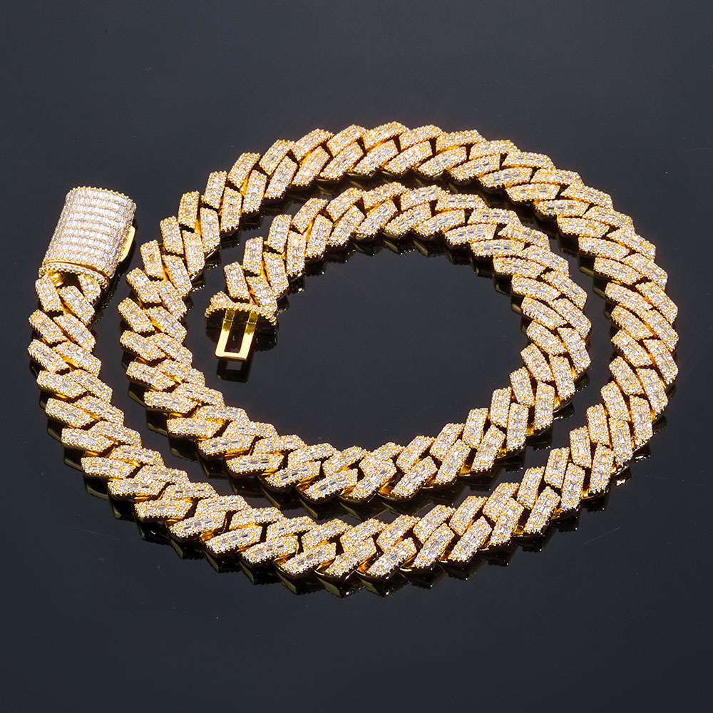 14mm baguette prong cuban link necklace & bracelet
