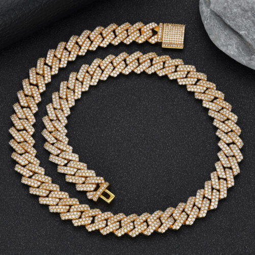 14mm iced out prong cuban link necklace & bracelet