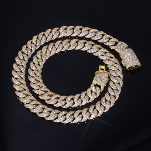 14mm micro pave miami cuban link chain & bracelet