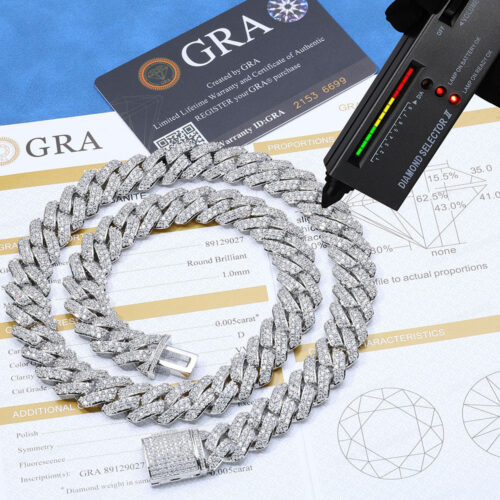 15mm 2 row moissanite cuban link chain & bracelet