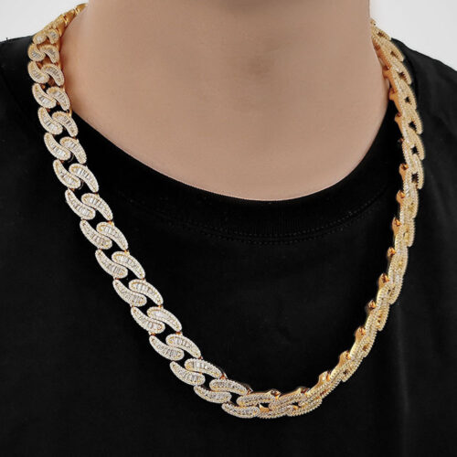 15mm iced out baguette prong cuban chain & bracelet