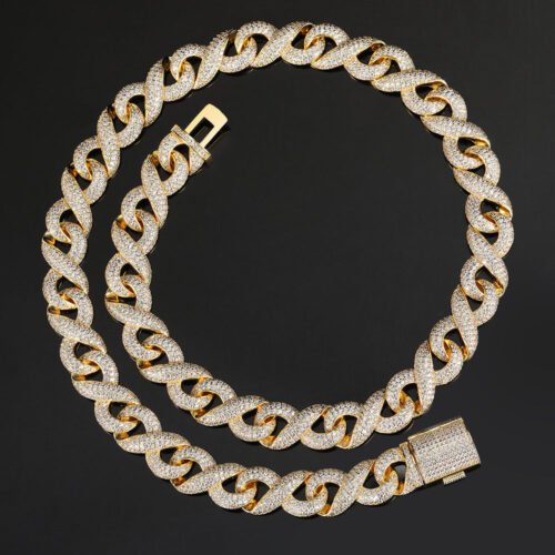 15mm micro pave infinity link chain & bracelet
