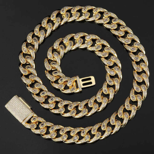 16mm pear cut hip hop cuban link chain & bracelet