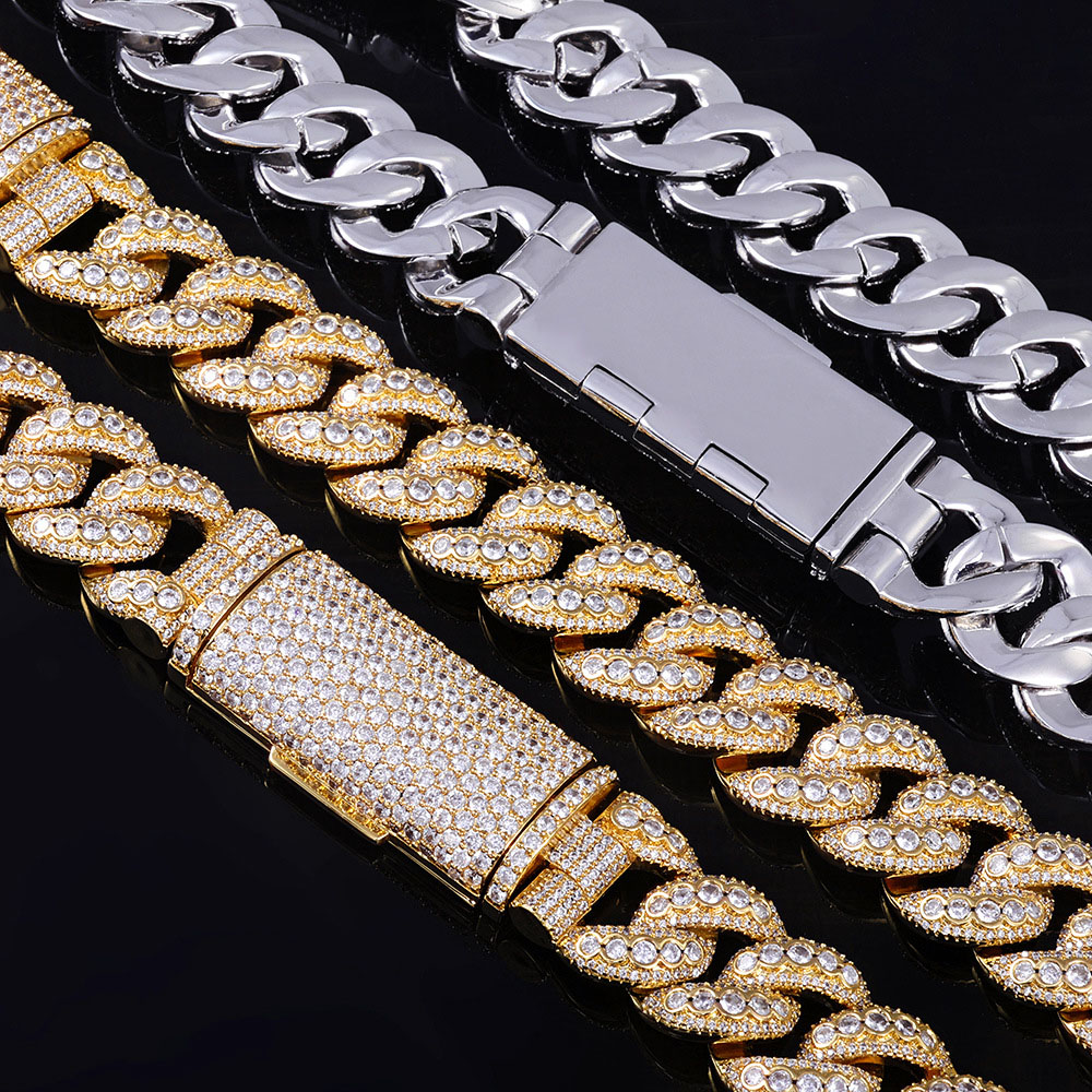 18mm micro pave cuban link necklace & bracelet