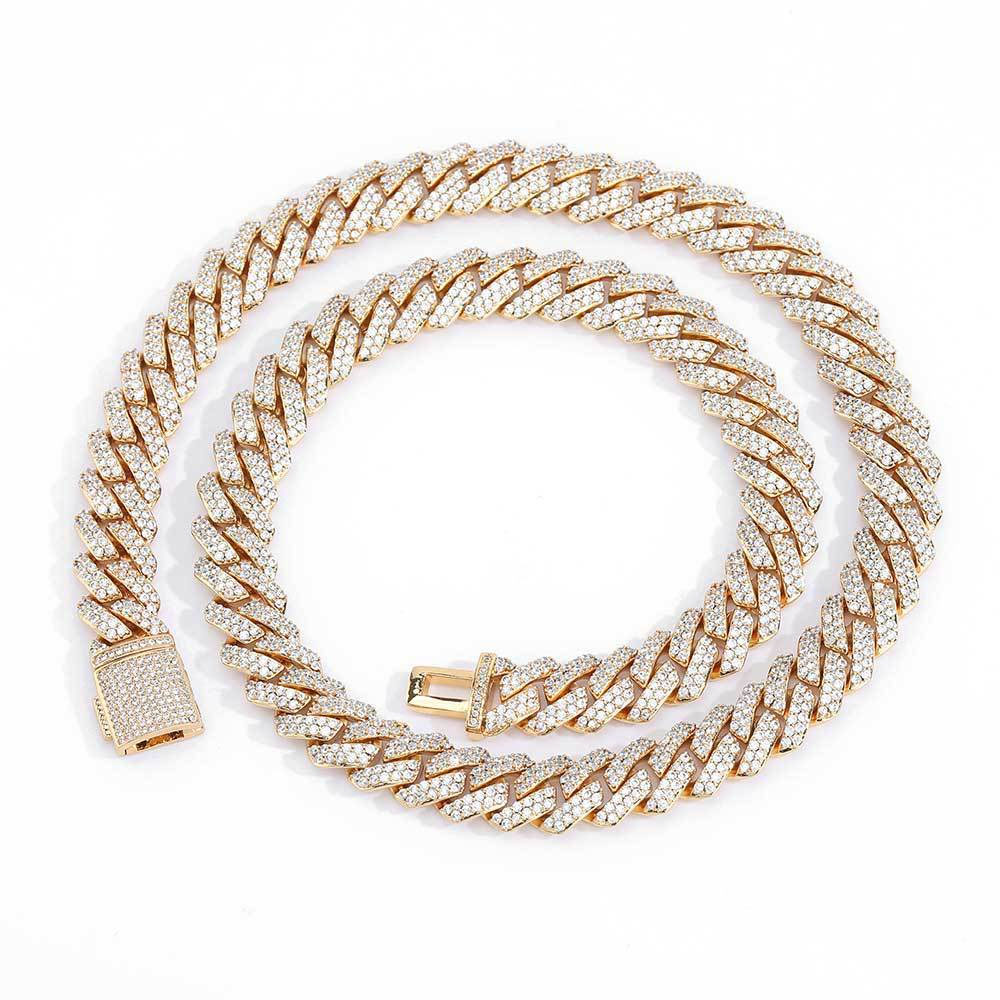 2 row iced out prong cuban link necklace & bracelet