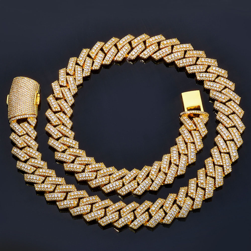 20mm iced out 3 row prong cuban chain & bracelet