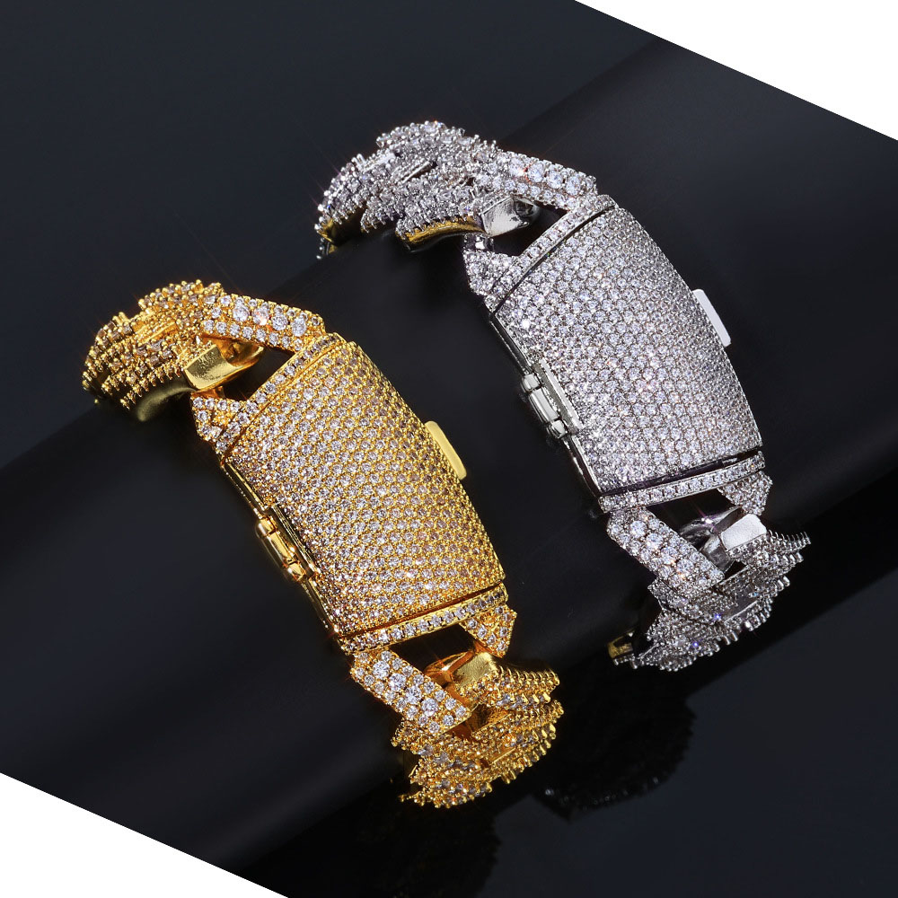 20mm iced out 3 row prong cuban chain & bracelet