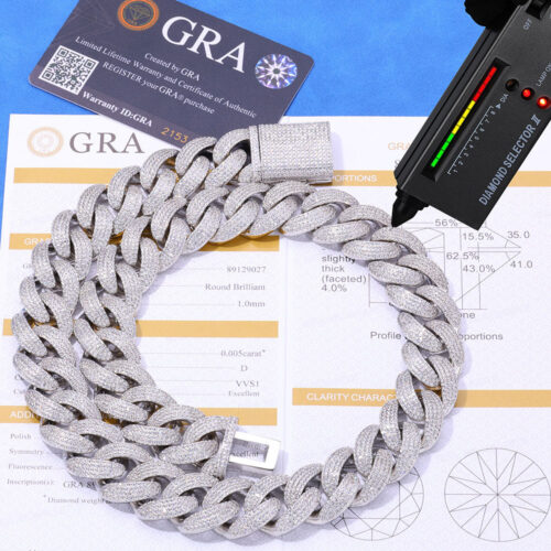 20mm moissanite bubble cuban link chain & bracelet