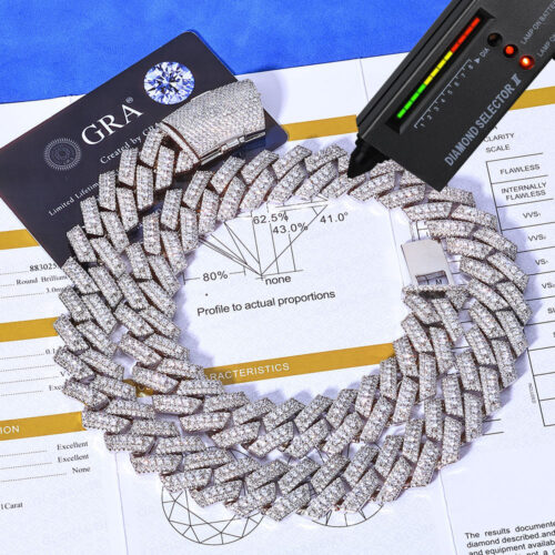 20mm tiered round moissanite cuban link chain