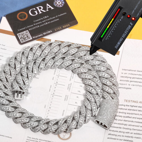 22mm dual size moissanite cuban link chain & bracelet