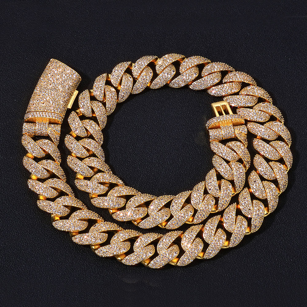 22mm micro pave cubic zirconia cuban chain & bracelet