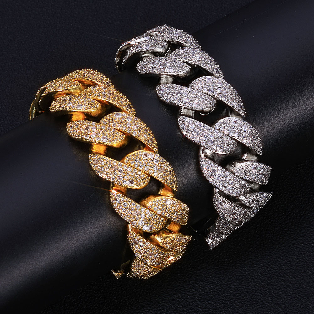 22mm micro pave cubic zirconia cuban chain & bracelet