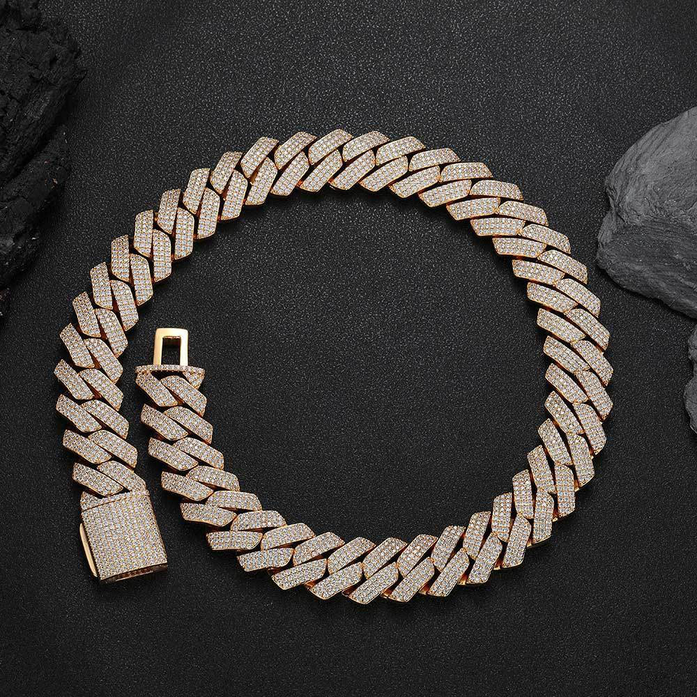 25mm micro pave chunky cuban link chain & bracelet