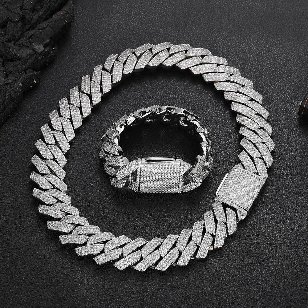 25mm micro pave chunky cuban link chain & bracelet