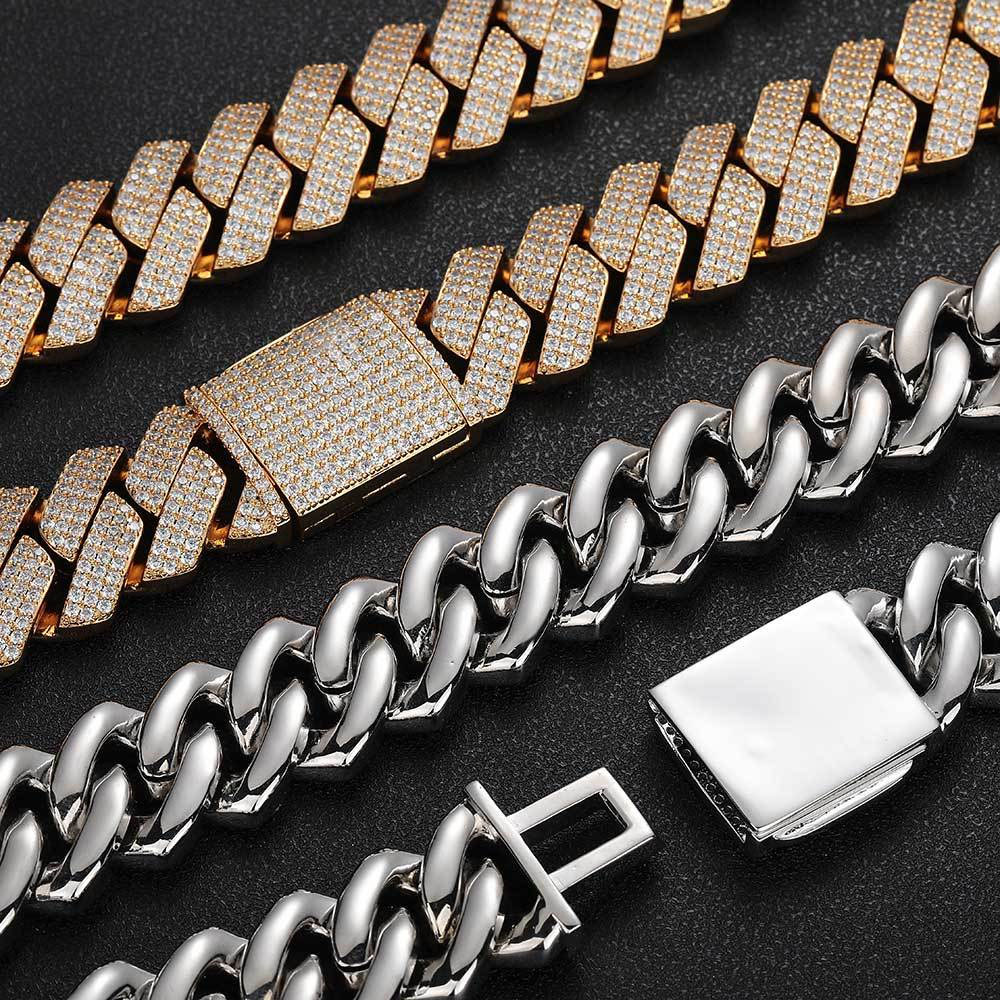 25mm micro pave chunky cuban link chain & bracelet