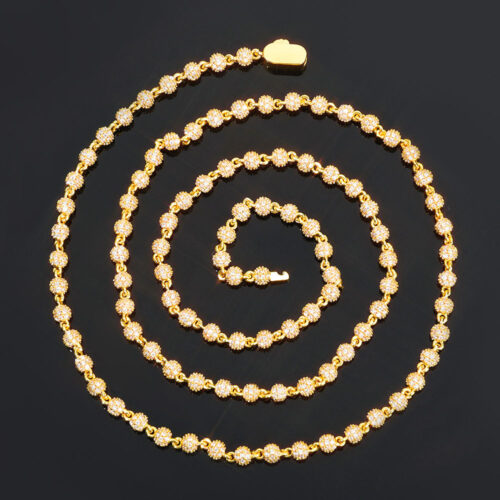 4mm fully iced bead ball link chain necklace & bracelet