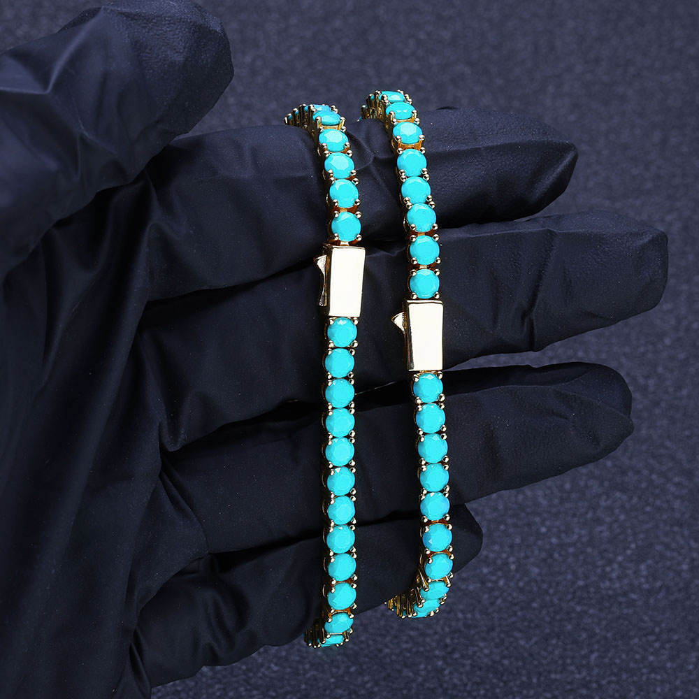 4mm turquoise tennis link necklace & bracelet