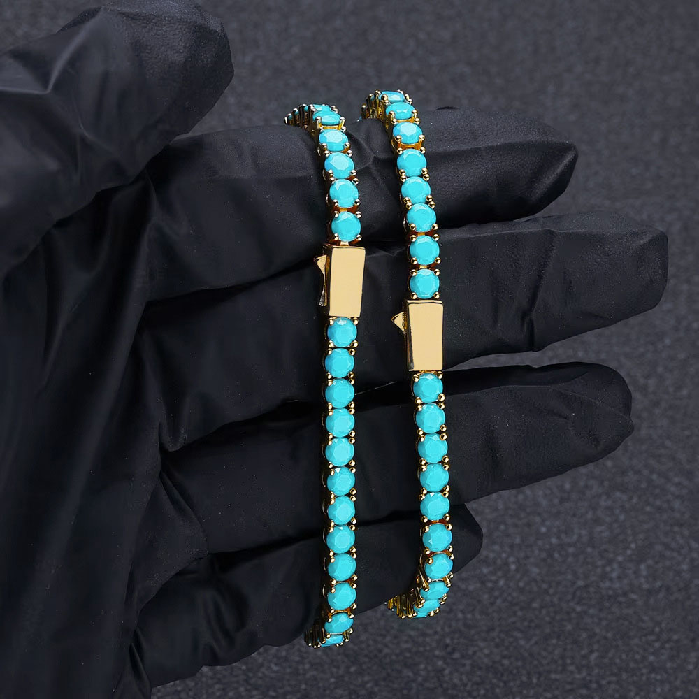 4mm turquoise tennis link necklace & bracelet