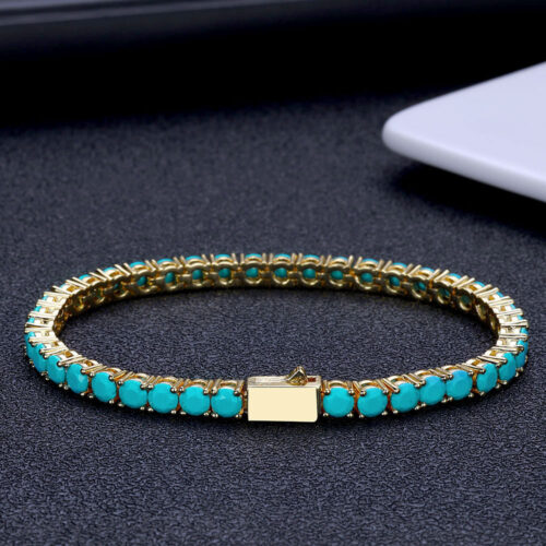 4mm turquoise tennis link necklace & bracelet