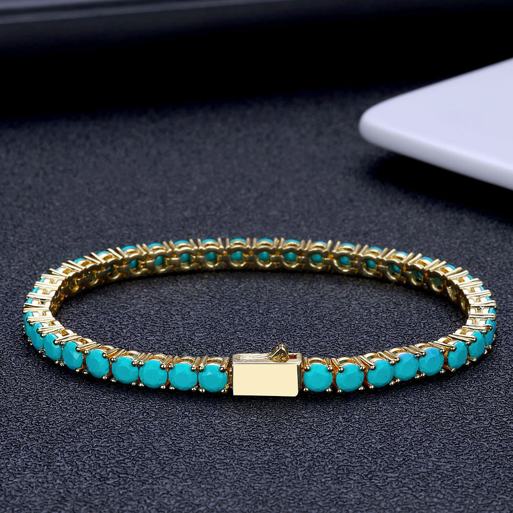 4mm turquoise tennis link necklace & bracelet