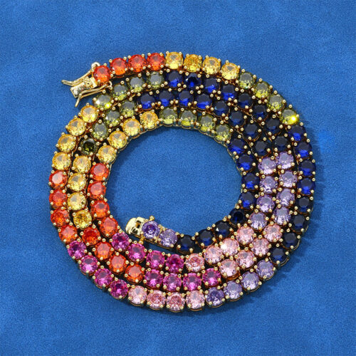 5mm cubic zirconia rainbow tennis necklace & bracelet