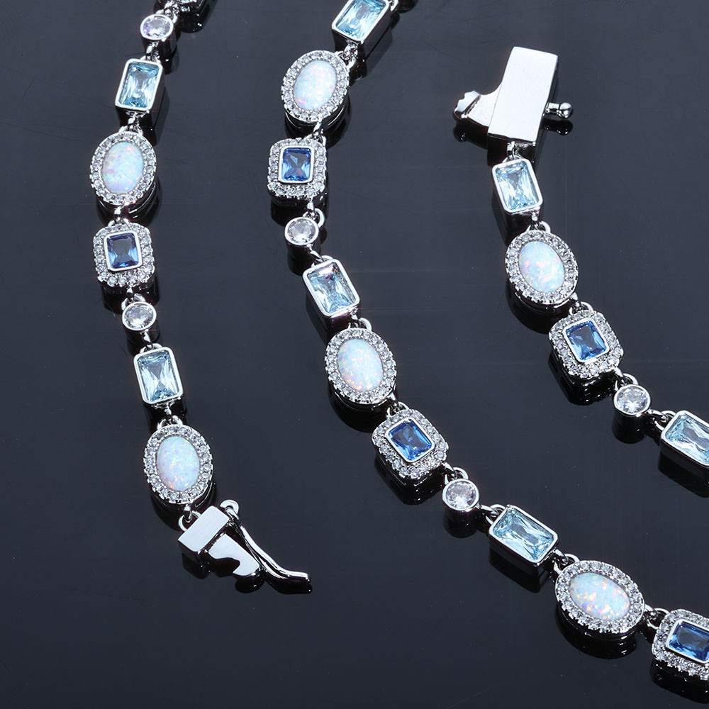 6mm mixed gemstone link chain necklace & bracelet