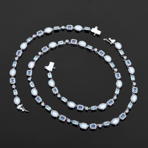 6mm mixed gemstone link chain necklace & bracelet