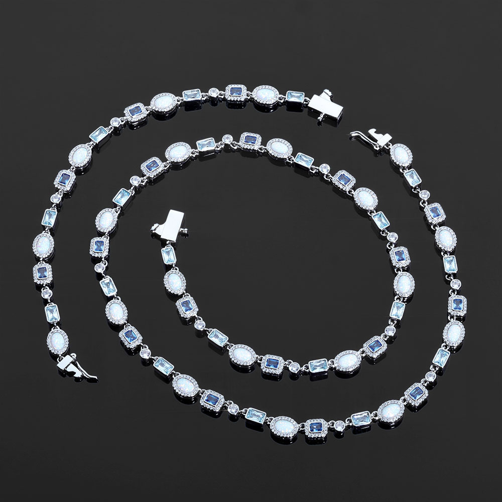 6mm mixed gemstone link chain necklace & bracelet