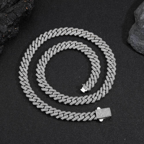 8mm 2 row micro pave cubic zirconia cuban link chain