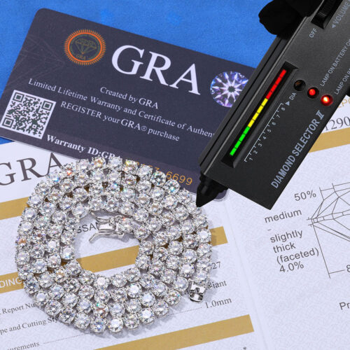 925 Silver VVS Moissanite Tennis Chain 2mm-6mm Rhodium Plating