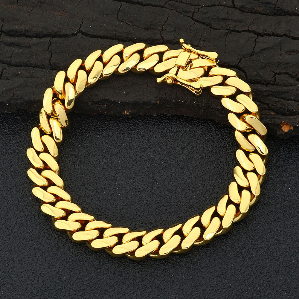 925 Sterling Silver Cuban Link Bracelet Vermeil in Gold