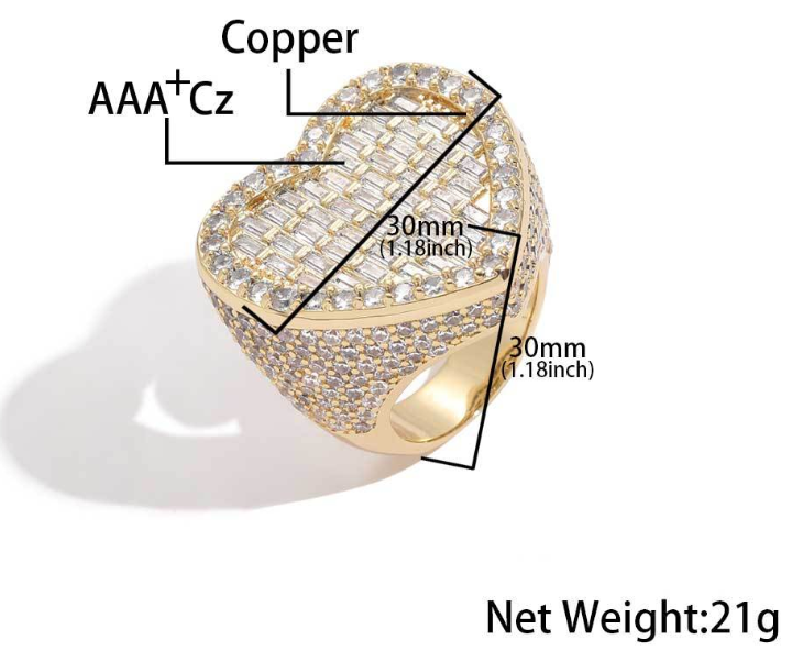 Baguette Cubic Zirconia Heart Shape Ring