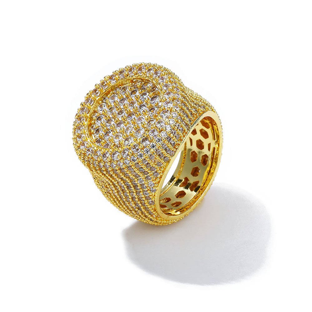 Big Iced Out Cubic Zirconia Statement Ring Gold Plating