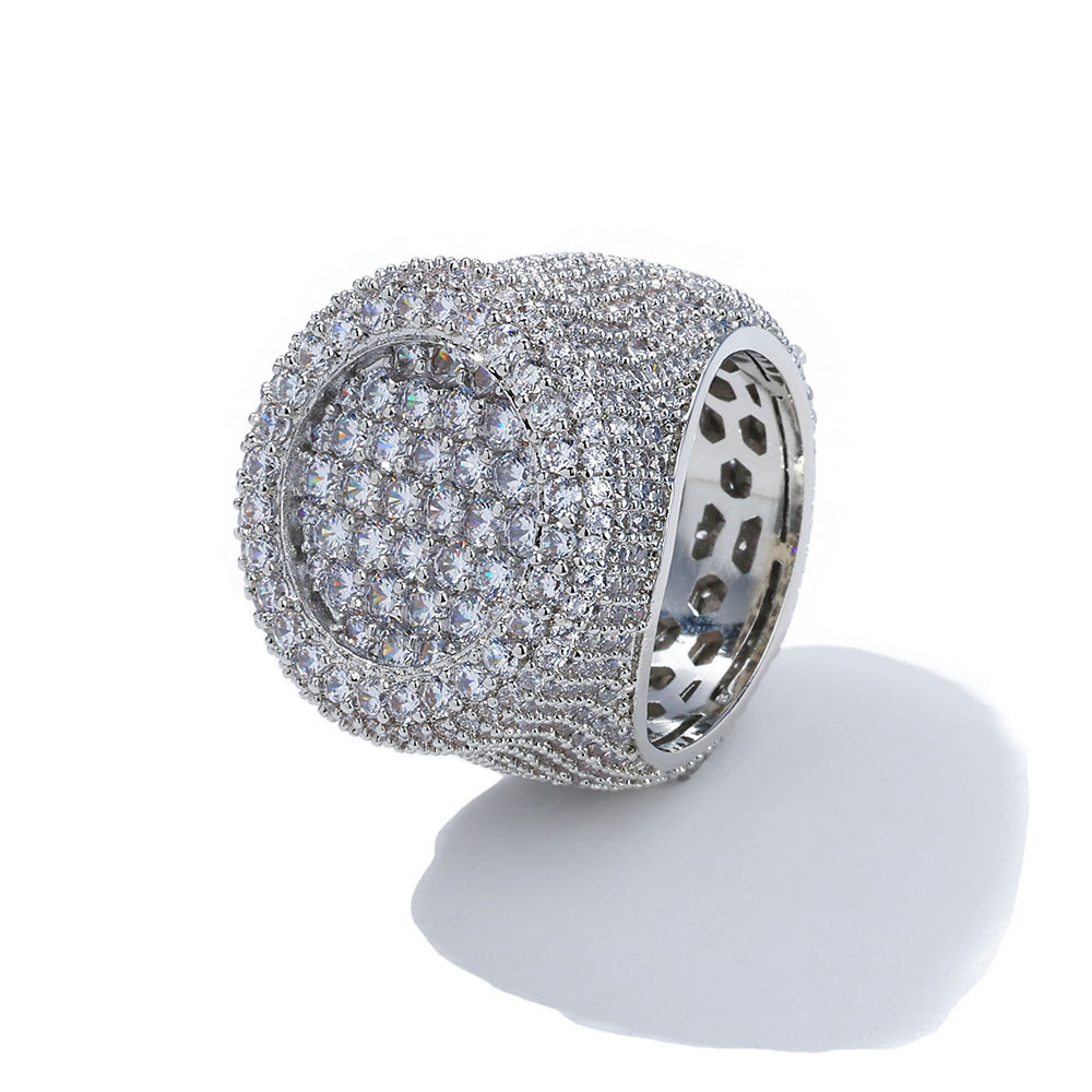 Big Iced Out Cubic Zirconia Statement Ring Silver Plating
